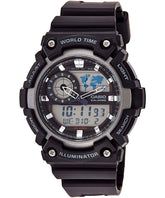 Casio, Men’s Watch Analog-Digital,Grey & Black Dial Black Resin Band, AEQ-200W-1AVDF